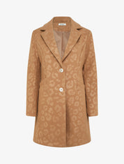 Manteau droit à motif léopard - Camel - 1