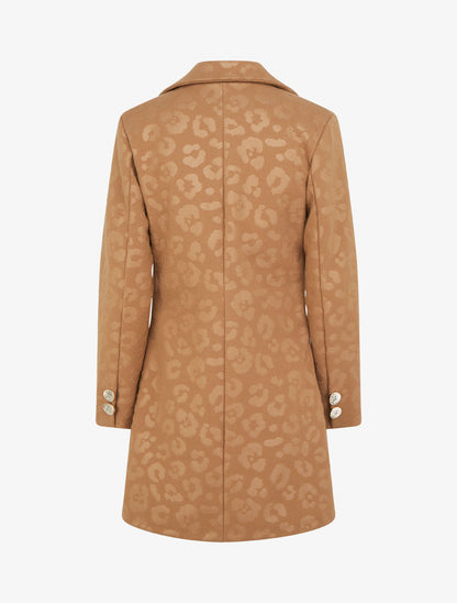 Manteau droit à motif léopard - Camel - 2