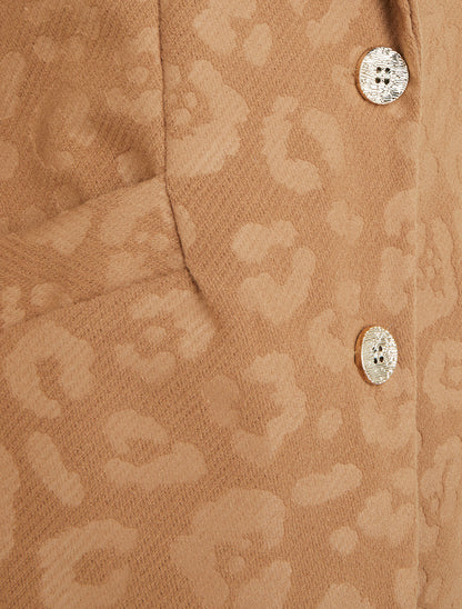 Manteau droit à motif léopard - Camel - 3