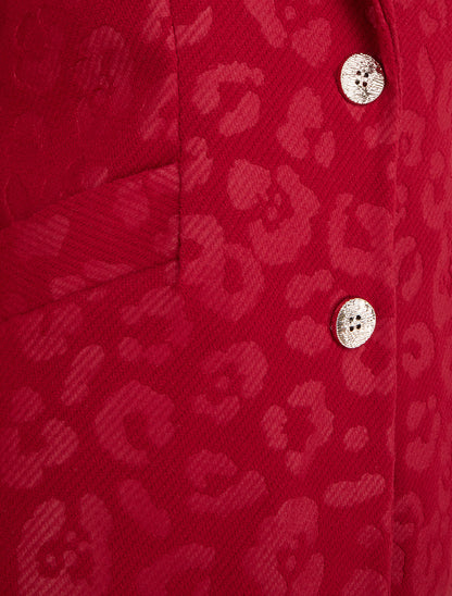 Manteau droit à motif léopard - Rouge - 3
