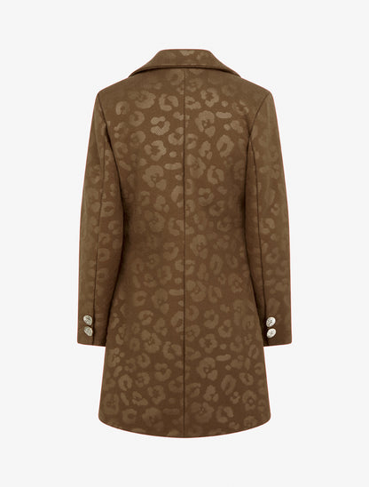 Manteau droit à motif léopard - Marron - 2