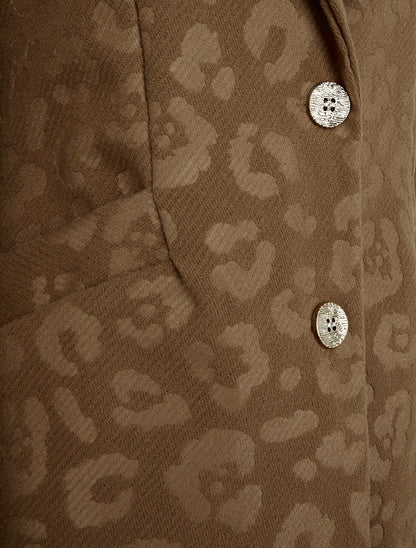 Manteau droit à motif léopard - Marron - 3