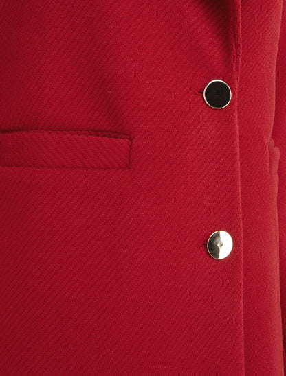 Manteau uni boutonnée à col cranté - Rouge - 3