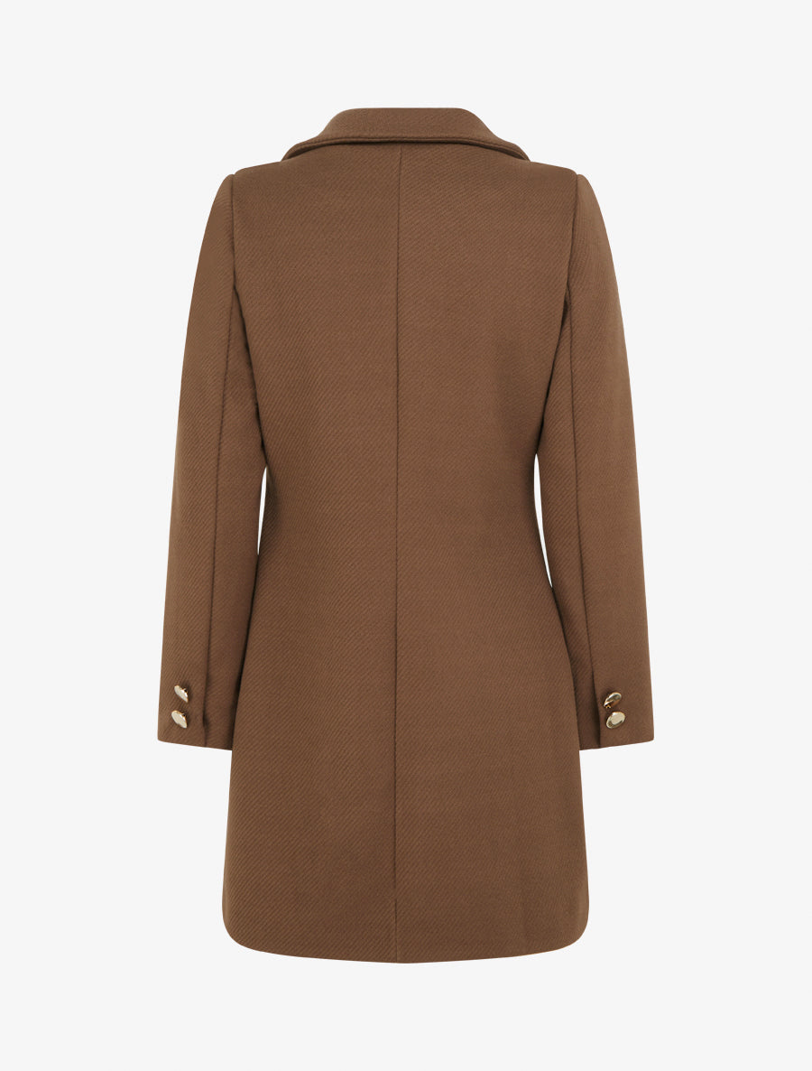 Manteau uni boutonnée à col cranté - Camel - 2