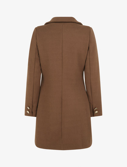 Manteau uni boutonnée à col cranté - Camel - 2