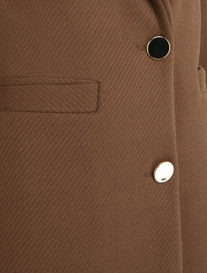 Manteau uni boutonnée à col cranté - Camel - 3