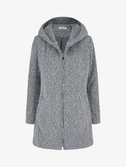 Manteau duveteux à capuche - Gris - 1