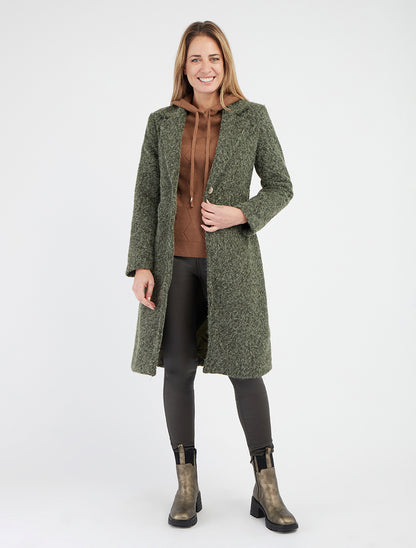 Manteau duveteux à fermeture boutonnée - Kaki