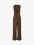 Combinaison unie à pan et boutons décoratifs - Marron - 1