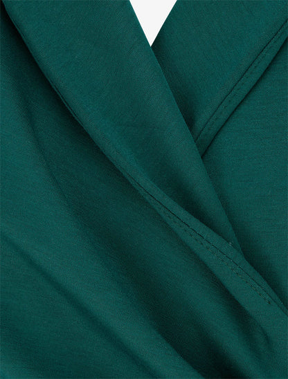 Combinaison unie à pan et boutons décoratifs - Vert sapin - 3