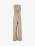 Combinaison unie à pan et boutons décoratifs - Beige - 1