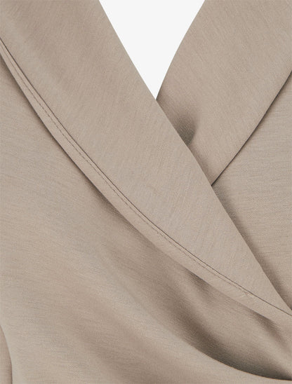 Combinaison unie à pan et boutons décoratifs - Beige - 3