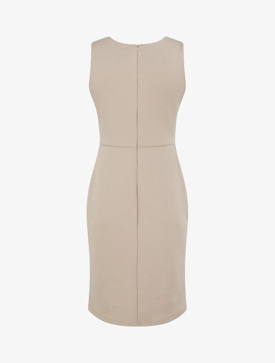 Robe fourreau à empiècement bijou - Beige