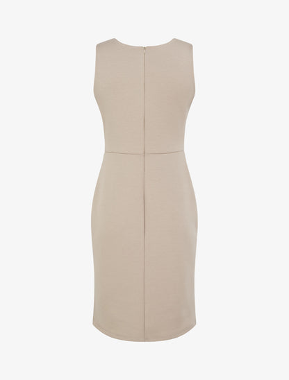 Robe fourreau à empiècement bijou - Beige