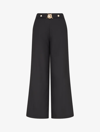 Pantalon droit à ceinture fantaisie - Noir - 1