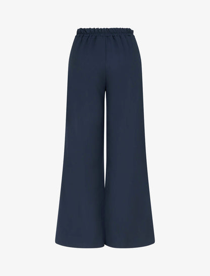 Pantalon droit à ceinture fantaisie - Marine - 2