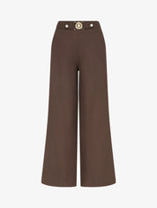 Pantalon droit à ceinture fantaisie - Marron - 1