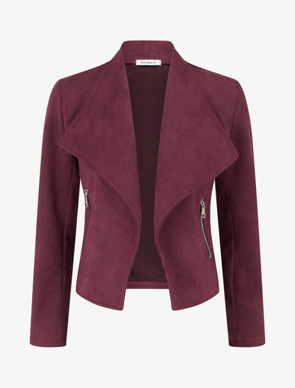 Veste en suédine à poches décoratives zippées - Prune