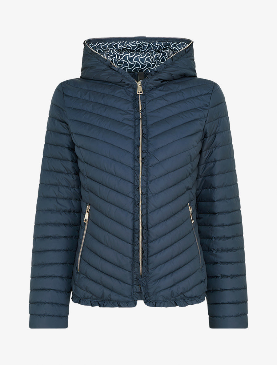 Doudoune matelassée à capuche zippée - Marine - 1