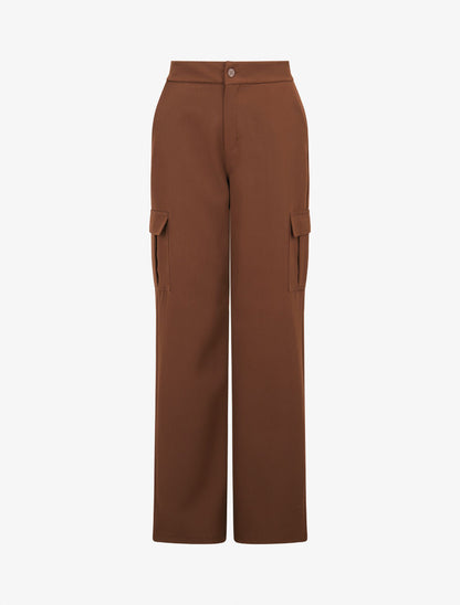 Pantalon droit à poches - Marron - 1
