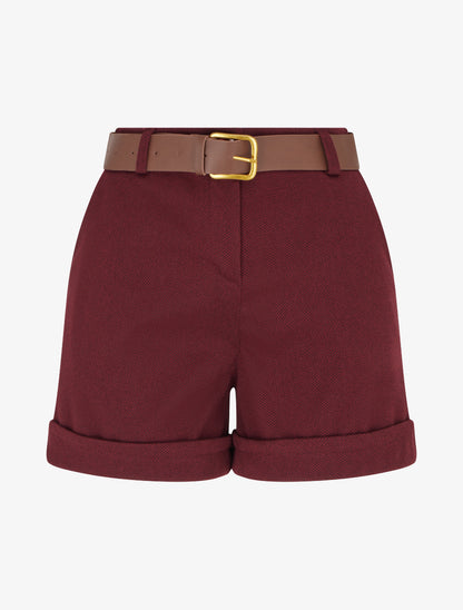 Short à revers imprimé chevron - Bordeaux - 1