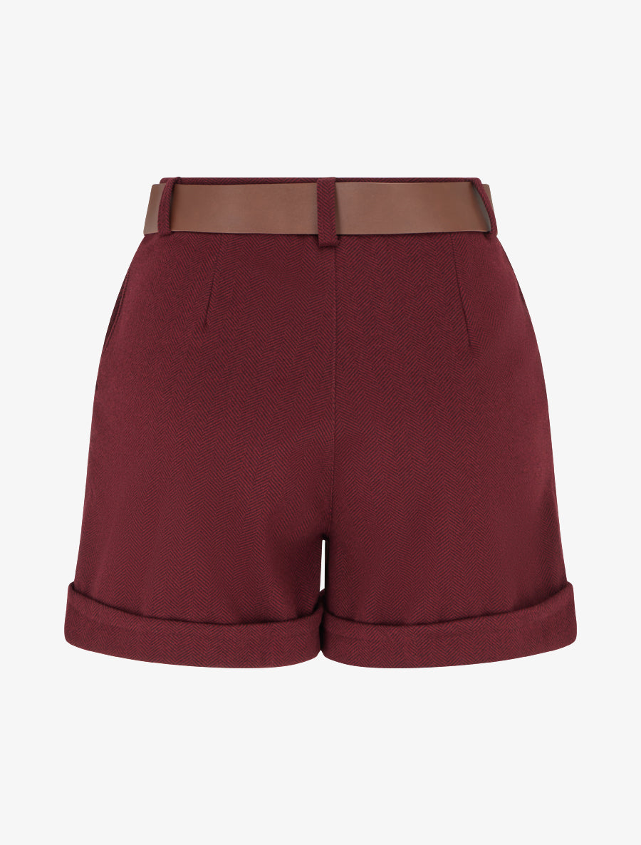 Short à revers imprimé chevron - Bordeaux - 2