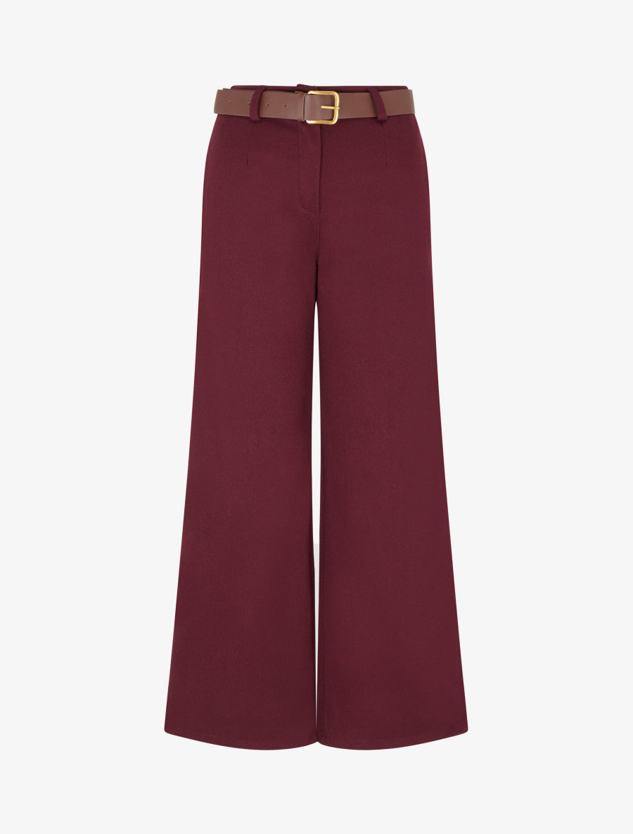 Pantalon ample imprimé chevron - Bordeaux