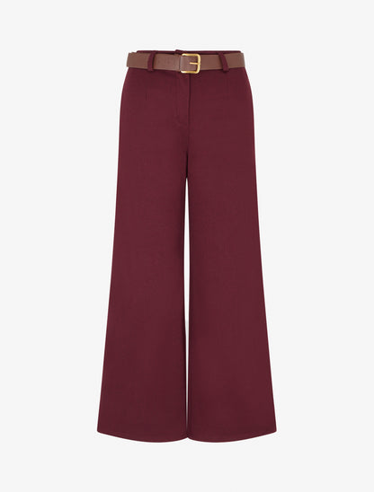 Pantalon ample imprimé chevron - Bordeaux