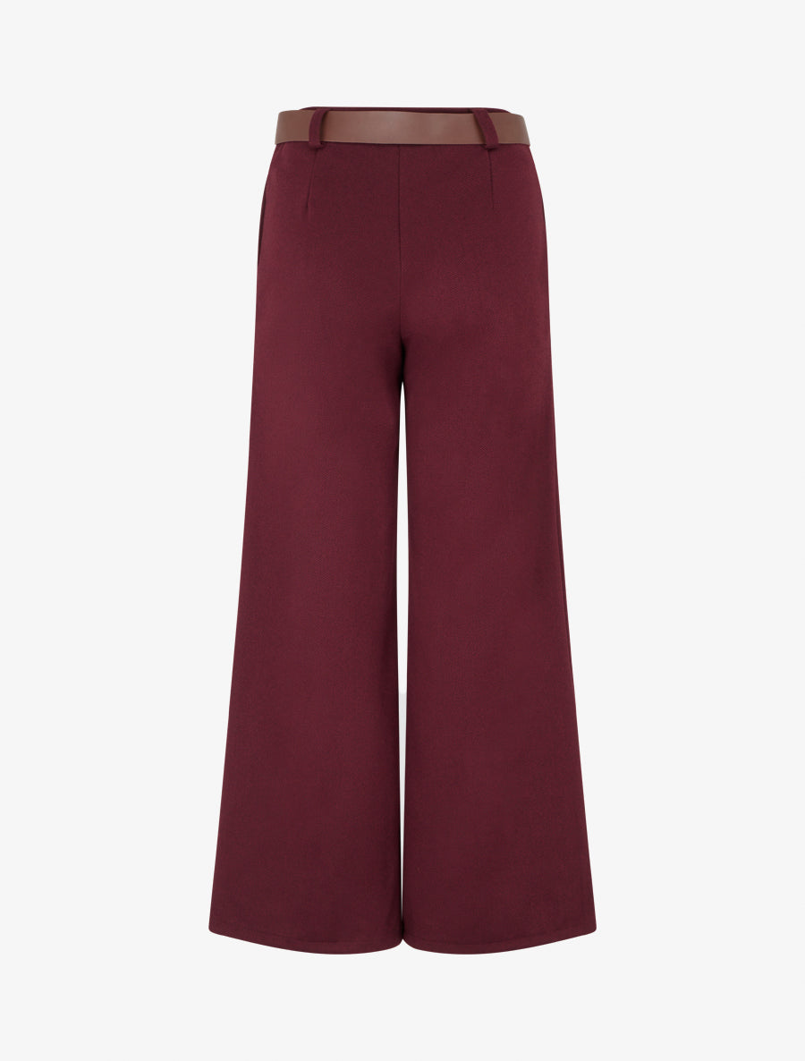 Pantalon ample imprimé chevron - Bordeaux