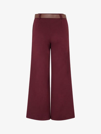 Pantalon ample imprimé chevron - Bordeaux
