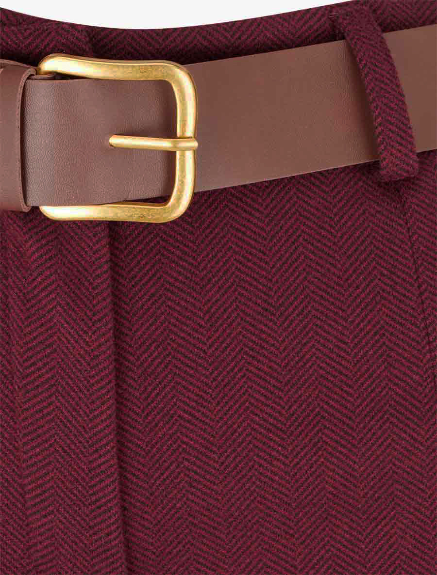 Pantalon ample imprimé chevron - Bordeaux