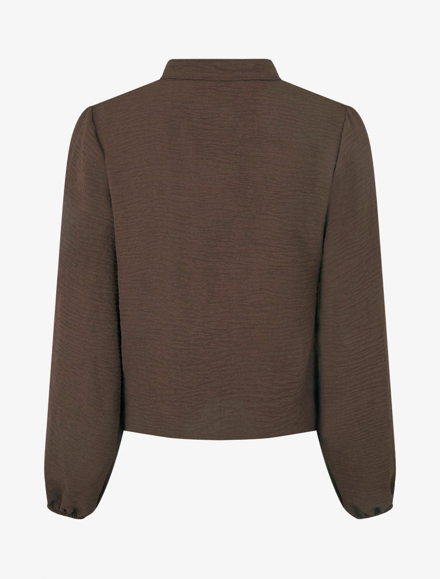 Blouse fluide coupe boule à détail crochet - Marron