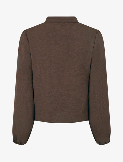 Blouse fluide coupe boule à détail crochet - Marron