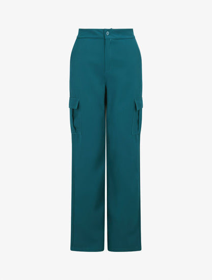 Pantalon droit à poches - Bleu canard - 1