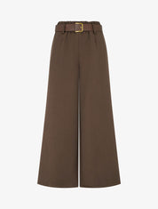 Pantalon élastiqué coupe ample - Marron