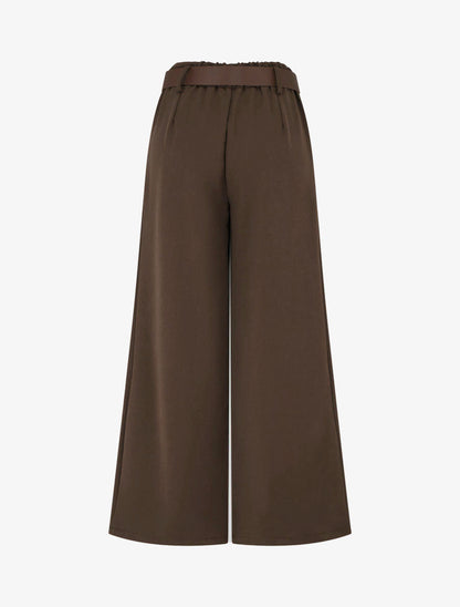 Pantalon élastiqué coupe ample - Marron