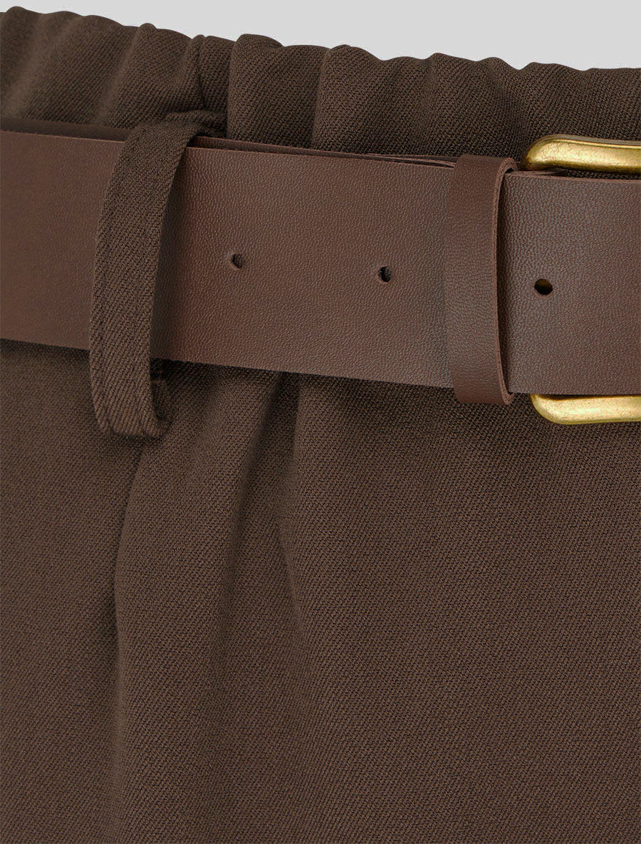 Pantalon élastiqué coupe ample - Marron