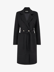 Manteau en laine mélangéee à col cranté - Noir - 1