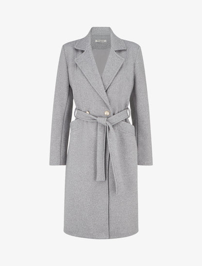 Manteau en laine mélangéee à col cranté - Gris - 1