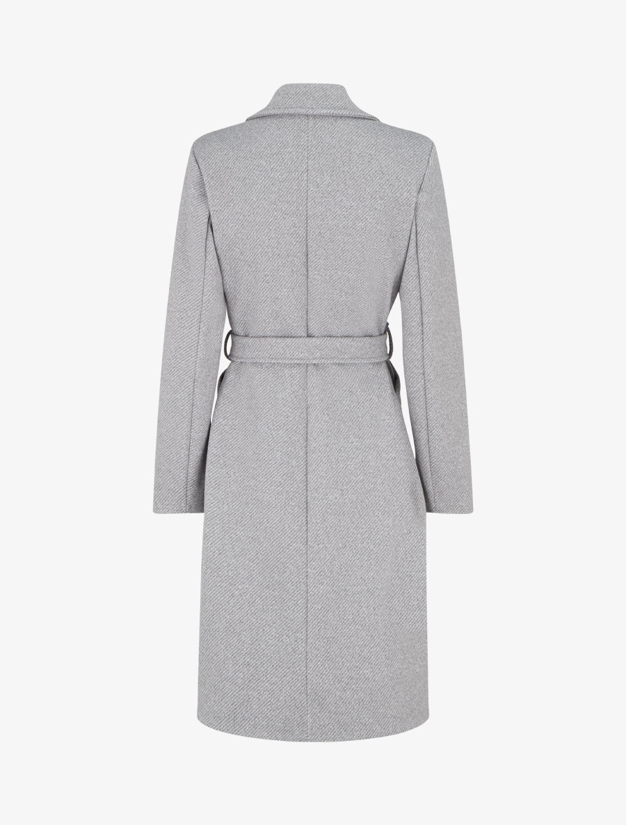 Manteau en laine mélangéee à col cranté - Gris - 2