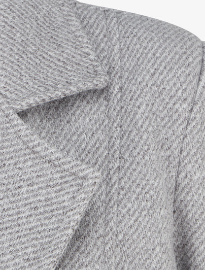 Manteau en laine mélangéee à col cranté - Gris - 3