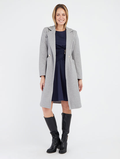 Manteau en laine mélangée à col cranté - Gris