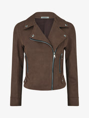 Veste en suédine à fermeture zippée - Marron