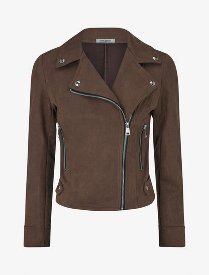 Veste en suédine à fermeture zippée - Marron
