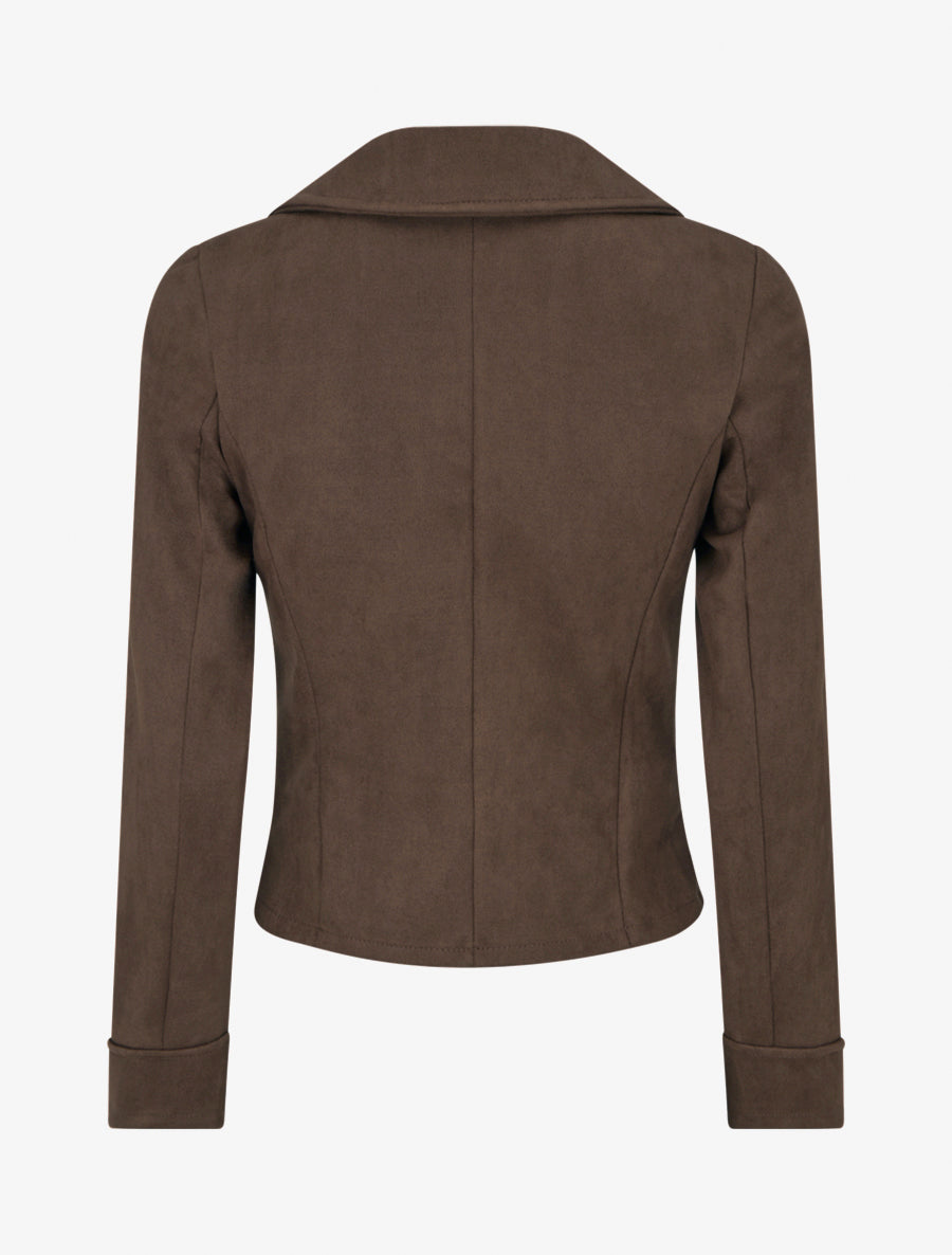 Veste en suédine à fermeture zippée - Marron