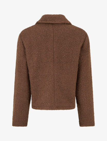 Manteau court effet laine bouclée - Marron - 2