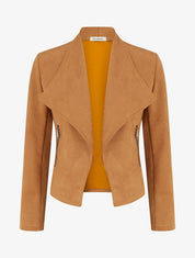 Veste en suédine à poches décoratives zippées - Camel