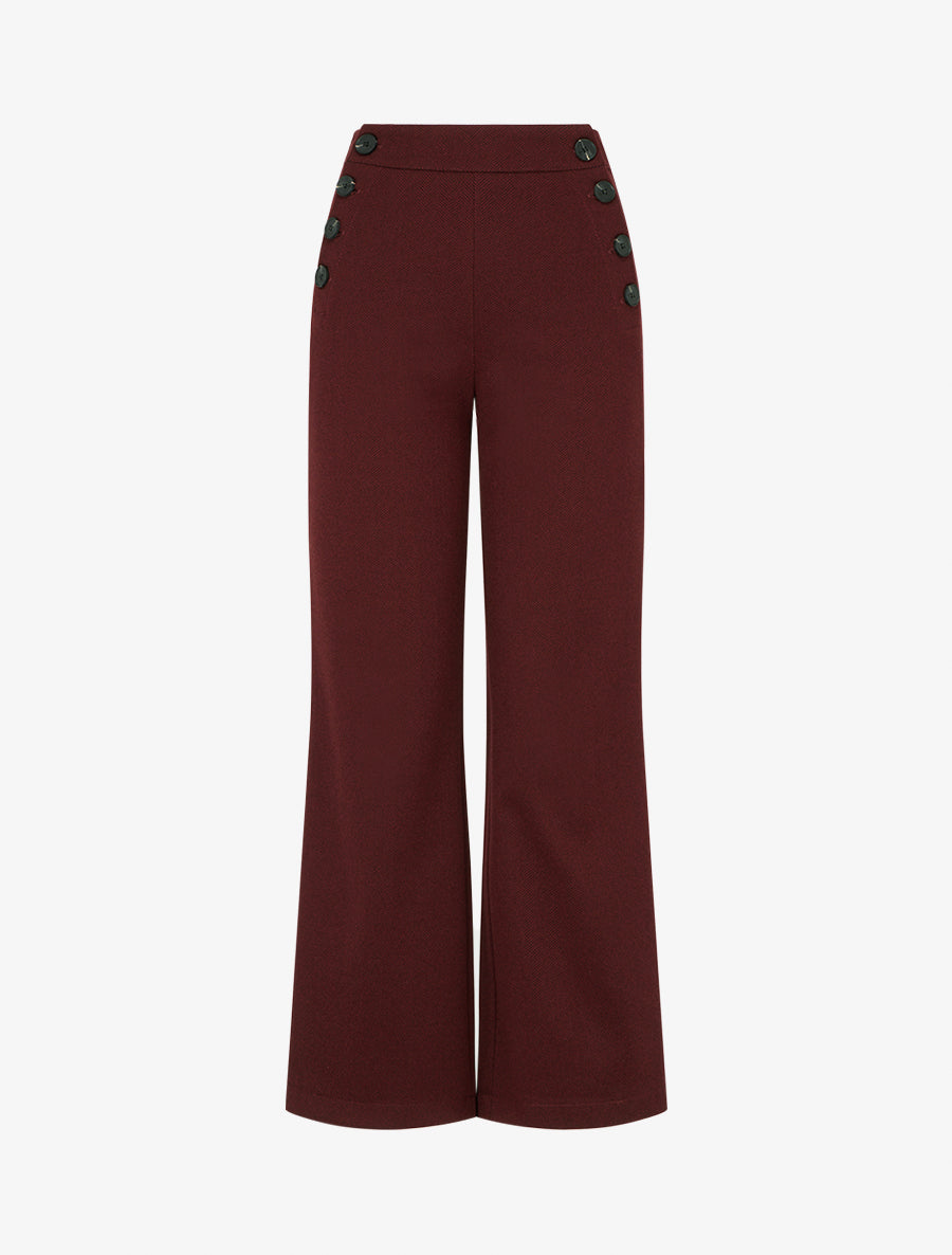 Pantalon à pont droit imprimé chevron - Bordeaux