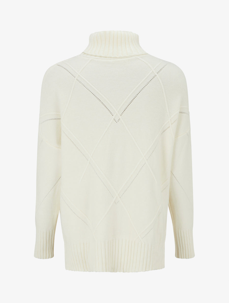 Pull uni à motif texturé géométrique - Crème - 2