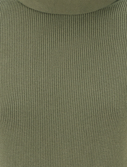 Pull long à boutons décoratifs aux manches - Kaki - 3